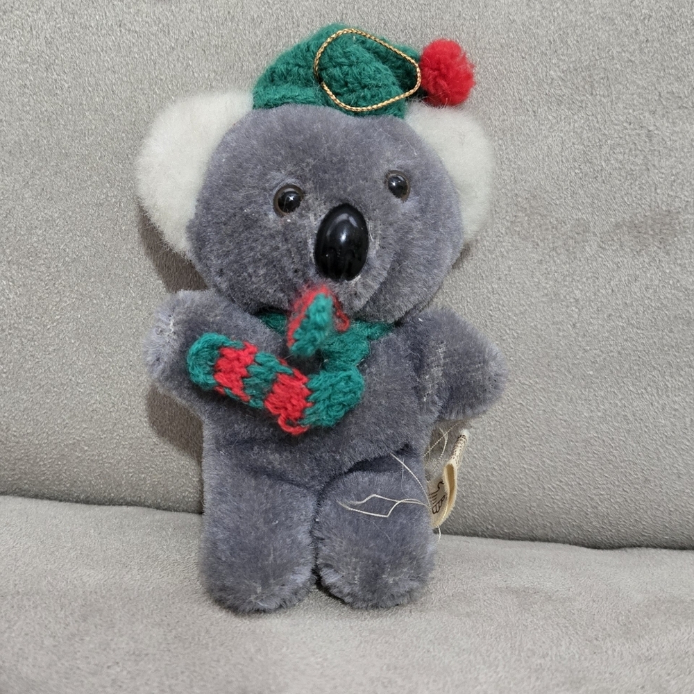 Vintage 1987 Applause Koala Hat Scarf 6" Plush Stuffed Animal Holiday Ornament